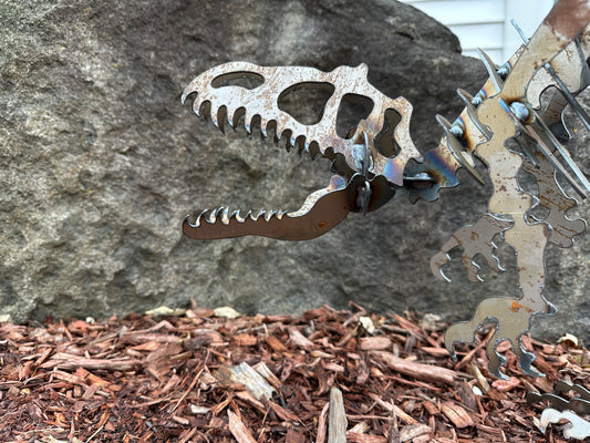 3D Welded Metal Allosaurus Dinosaur Skeleton Sculpture