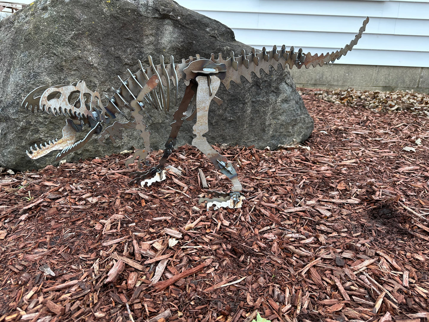 3D Welded Metal Allosaurus Dinosaur Skeleton Sculpture