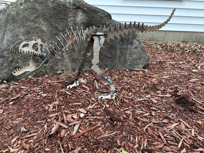3D Welded Metal Allosaurus Dinosaur Skeleton Sculpture