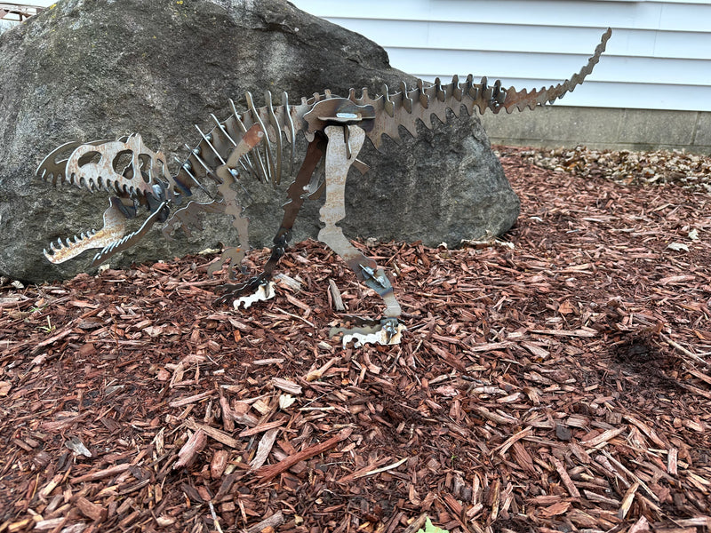 3D Welded Metal Allosaurus Dinosaur Skeleton Sculpture