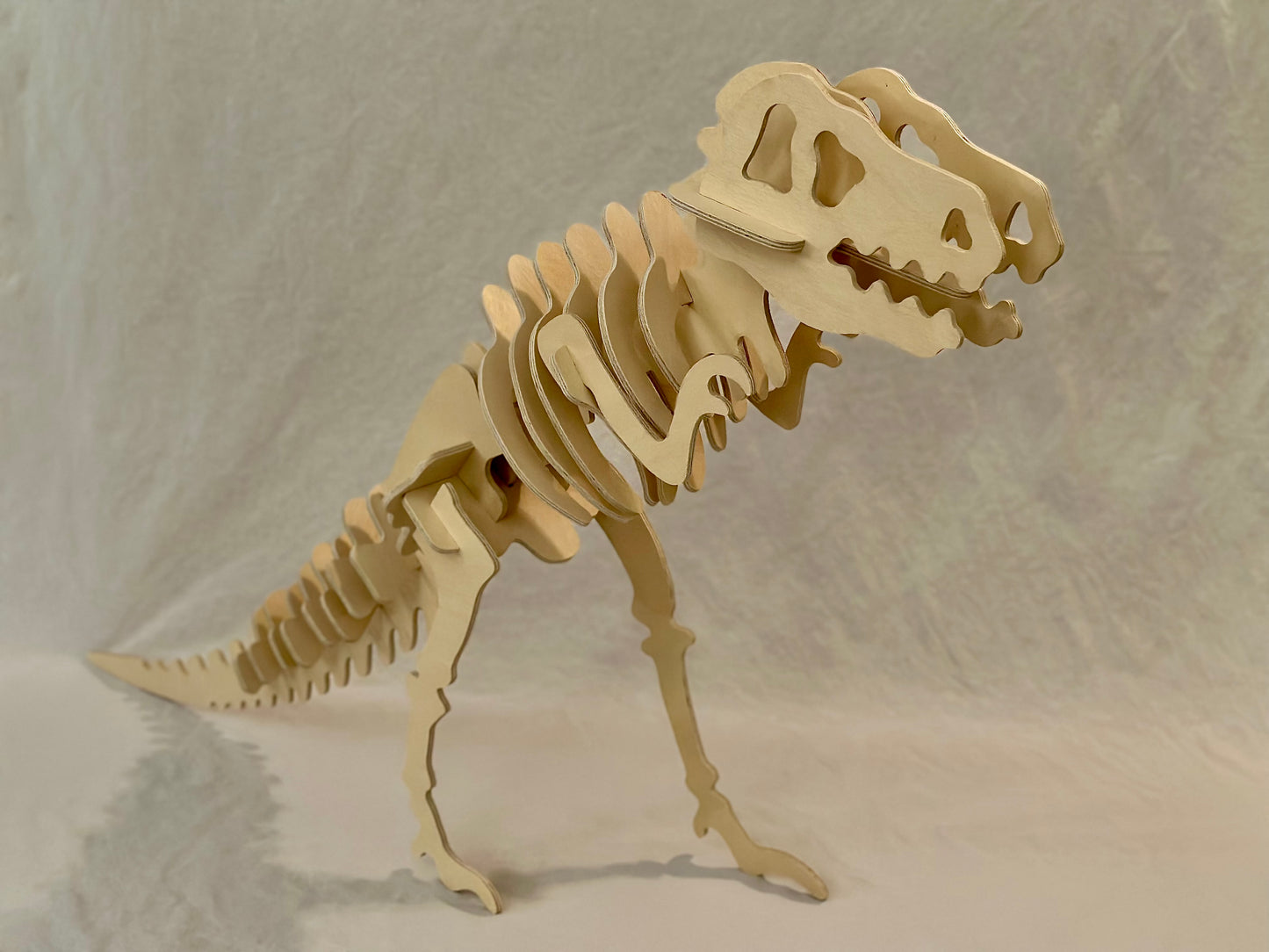 Assembled Large T-Rex wooden puzzle kit -white background