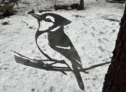 Metal Blue Jay on Hammer in Branch