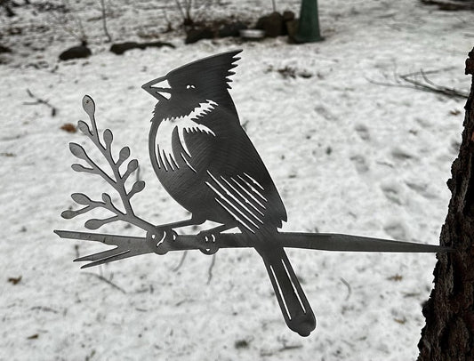 Metal Cardinal on Hammer in Branch