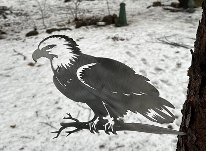 Metal Bald Eagle on Hammer in Branch