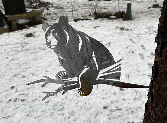 Metal Bear on Hammer in Branch