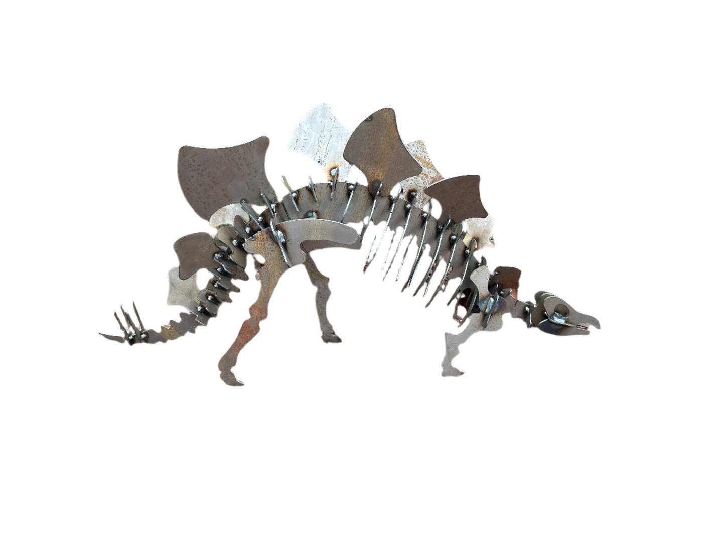 3D Metal Stegosaurus Skeleton Sculpture