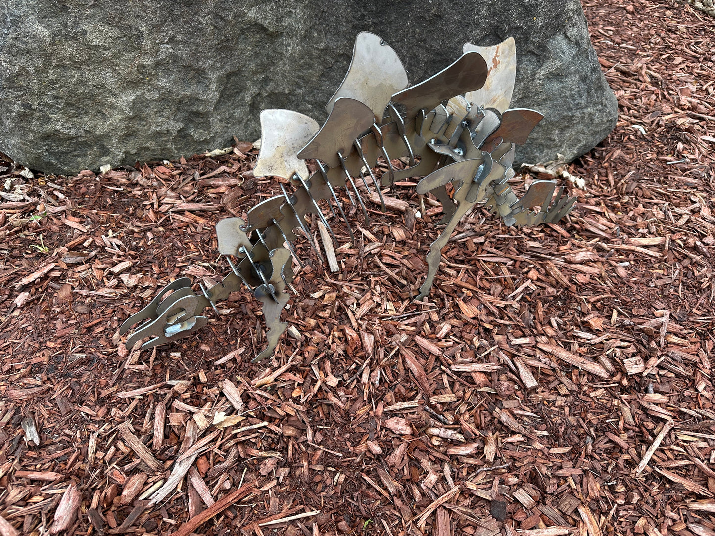 3D Metal Stegosaurus Skeleton Sculpture