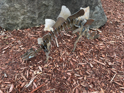 3D Metal Stegosaurus Skeleton Sculpture